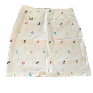 NWOT Lulu-B Anchor Skirt White with multicolor Embroidered Anchors SZ 12